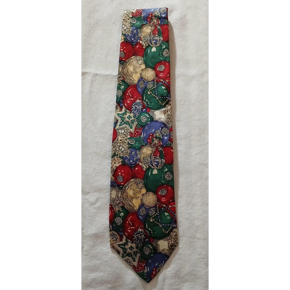 Vintage Robert Talbott Silk Tie Mens Christmas Ornaments Holiday Made USA 90s‎